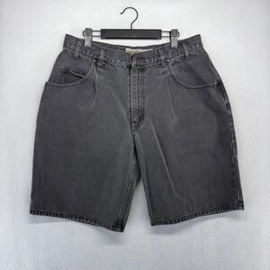 Vintage Merona Jean Shorts Men's 36 FIT 32 Black Baggy Jorts Denim Pleated 90s